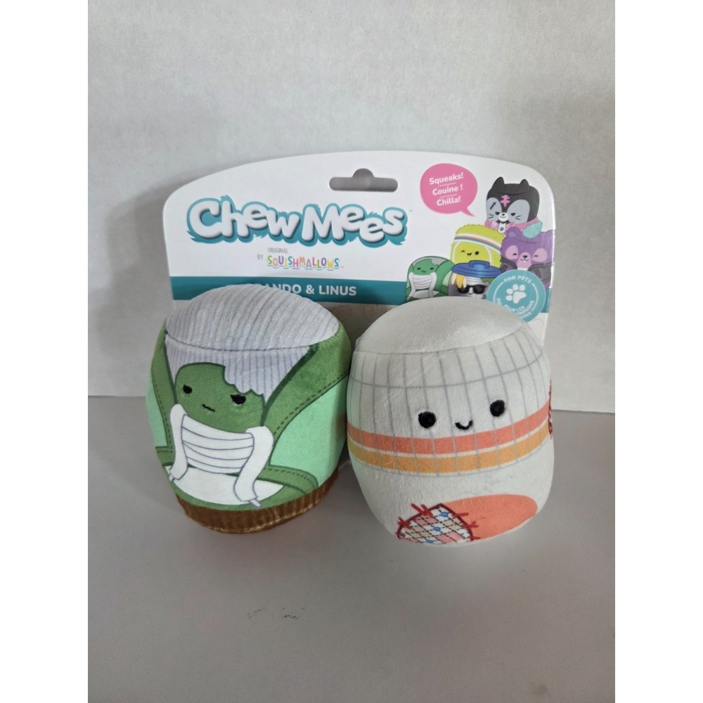 Chew Mees by Squishmallows 2 Pack Dog Squeaker‎ Toys - Brando And Linus